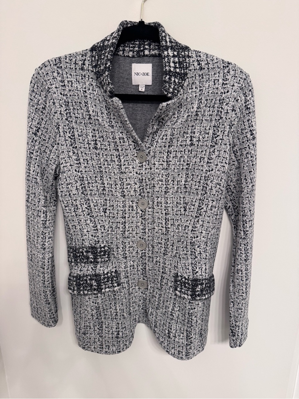 NIC+ZOE Gray Tweed Sweater Button-Front Jacket